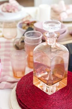 Estelle Colored Glass Decanter, Blush Pink