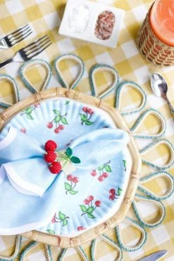 Fenwick Fields Live Linen Scalloped Square, Sky Blue