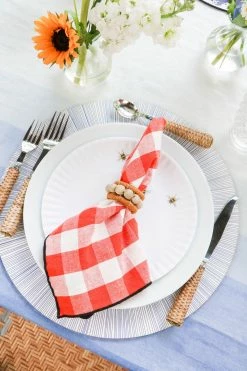 Maison De Vacances Gingham Napkin, Geranium/Noir