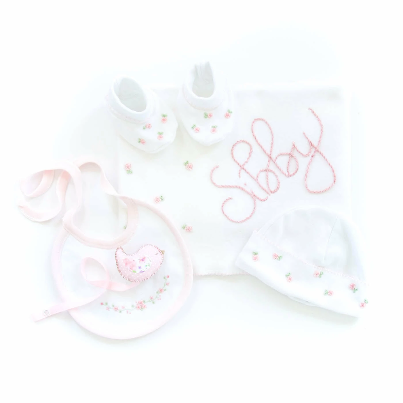 Hibiscus Linens Bundle Of Love Set, Baby Girl Gift 1 Hibiscus Linens Bundle Of Love Set, Baby Girl Gift