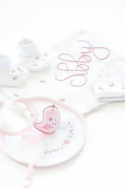 Hibiscus Linens Bundle Of Love Set, Baby Girl Gift 9 Hibiscus Linens Bundle Of Love Set, Baby Girl Gift