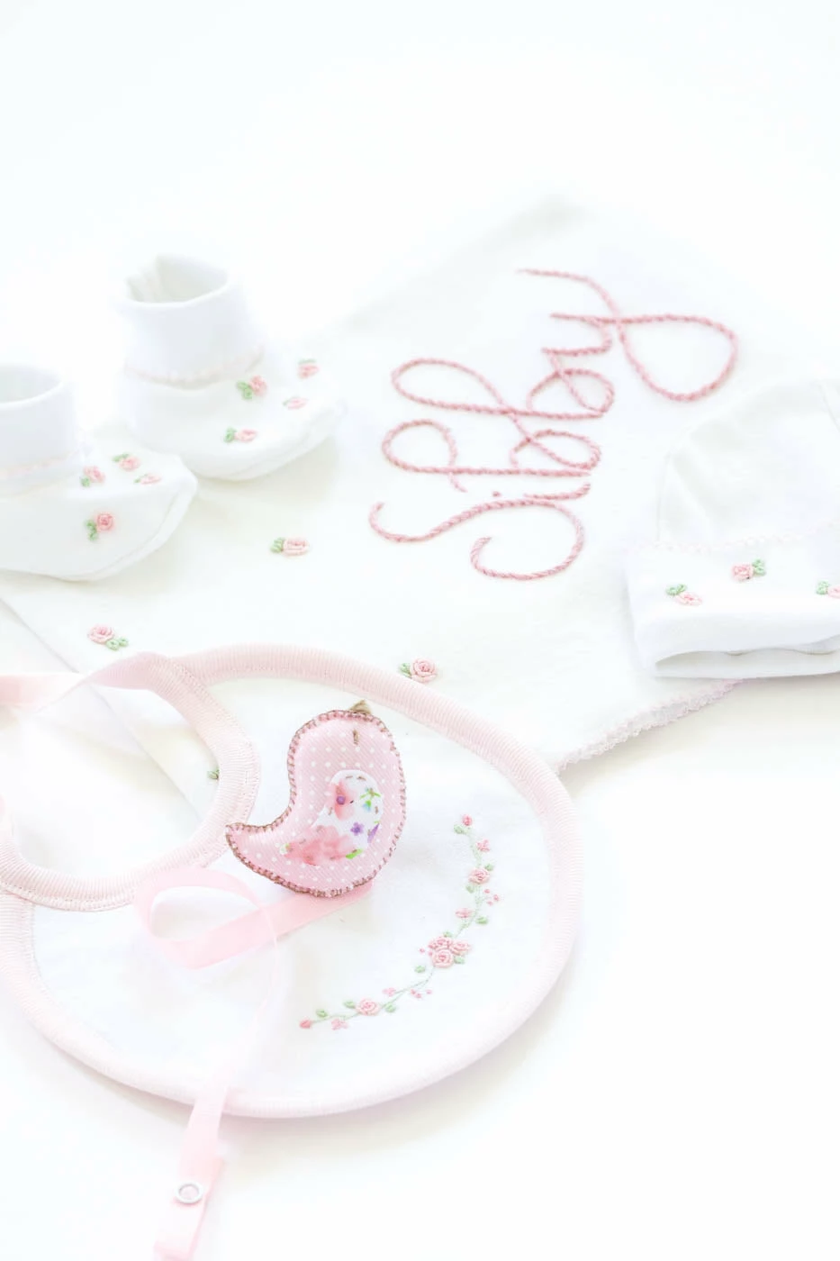 Hibiscus Linens Bundle Of Love Set, Baby Girl Gift 3 Hibiscus Linens Bundle Of Love Set, Baby Girl Gift
