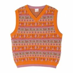 Loretta Caponi Briana Vest, Orange Jacquard Wear