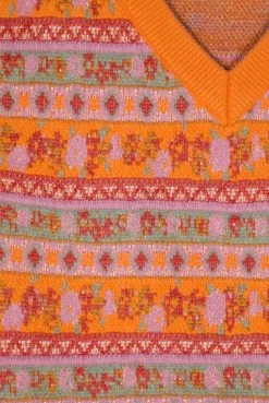 Loretta Caponi Briana Vest, Orange Jacquard Wear