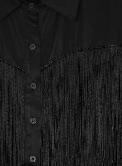 Emerson Fry Fringe Shirtdress, Black Wear