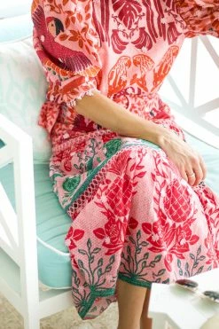 Farm Rio Maxi Skirt, Pink Ainika Print Macaws 9 Farm Rio Maxi Skirt, Pink Ainika Print Macaws