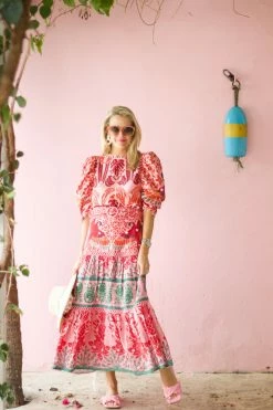 Farm Rio Anika Print Macaws Blouse, Pink