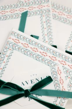 Jill Delavan Hand-painted Stationery Set, Green Lattice Paper & Stationery