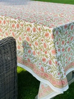 Maison Margaux Live Alana Green & Pink Tablecloth