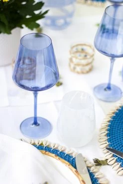 Estelle Colored Glass Live Wine Glass (Set Of 2), Cobalt Blue