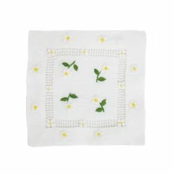 Hibiscus Linens White Daisies Cocktail Napkin Live