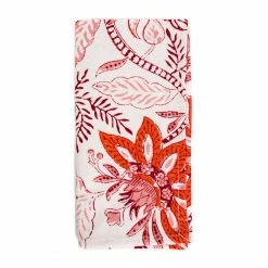 Hibiscus Linens Block Print Poinsettia Cloth Napkin