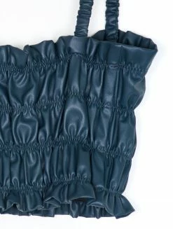 Soft Animal Leather Smocked Top, Blue Wear