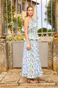 Loretta Caponi Wear Serena Skirt, Pinstriped Hydrangeas X Bouquets