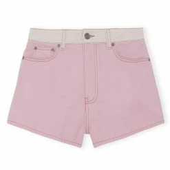 Ganni Overdyed Cutline Hotpants, Light Lilac