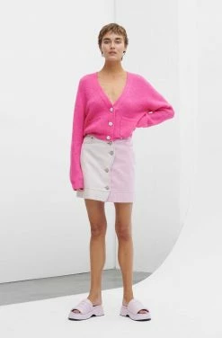 Ganni Overdyed Cutline Mini Skirt, Light Lilac Wear