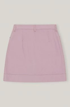 Ganni Overdyed Cutline Mini Skirt, Light Lilac Wear