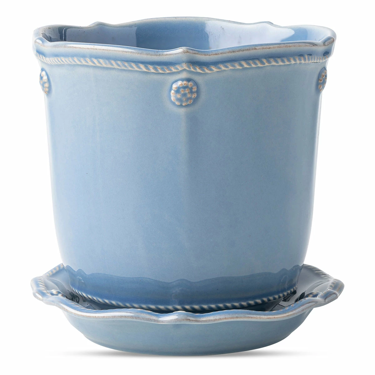 Juliska Berry & Thread Chambray 5.25" Planter & Saucer 1 Juliska Berry & Thread Chambray 5.25" Planter & Saucer
