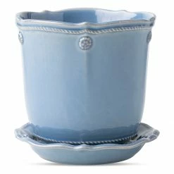 Juliska Berry & Thread Chambray 7" Planter & Saucer Live