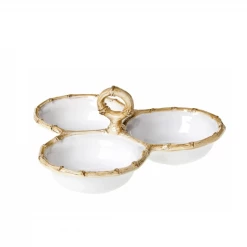 Juliska Live Classic Bamboo Natural Cocktail Triple Server