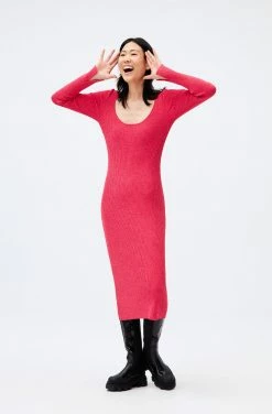 Ganni Wear Knit Bodycon Midi Dress, High Risk Red