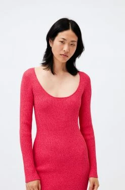 Ganni Wear Knit Bodycon Midi Dress, High Risk Red