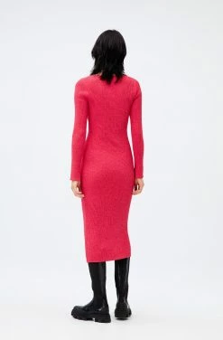 Ganni Wear Knit Bodycon Midi Dress, High Risk Red