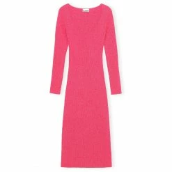 Ganni Wear Knit Bodycon Midi Dress, High Risk Red