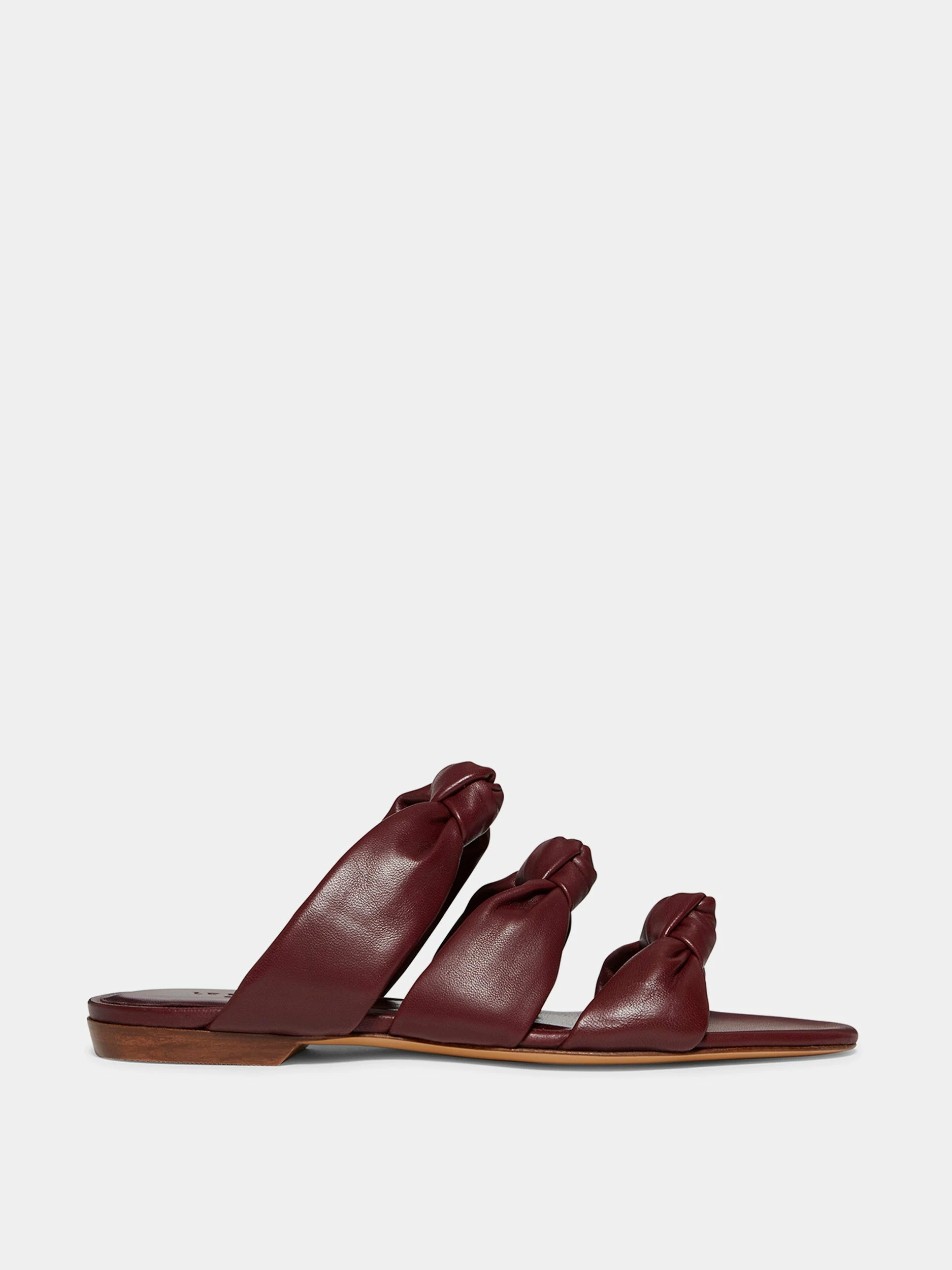 Le Monde Béryl Knot Sandal Flat In Bordeaux Nappa Leather Wear 1 Le Monde Béryl Knot Sandal Flat In Bordeaux Nappa Leather Wear