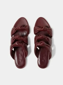 Le Monde Béryl Knot Sandal Flat In Bordeaux Nappa Leather Wear