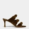Le Monde Béryl Knot Sandal Heel In Olive Velvet
