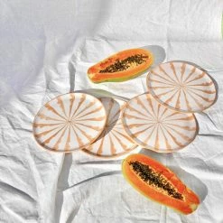 Pomelo Casa Casa Melocoton Salad Plate With Candy Cane Stripes