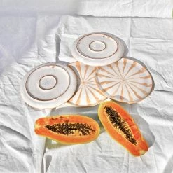 Pomelo Casa Casa Melocoton Salad Plate With Candy Cane Stripes