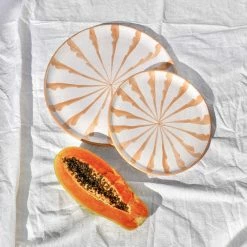Pomelo Casa Casa Melocoton Dinner Plate With Candy Cane Stripes Live
