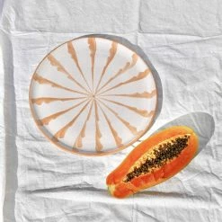 Pomelo Casa Casa Melocoton Dinner Plate With Candy Cane Stripes Live