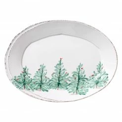 Vietri Fir Tree Small Oval Platter Live