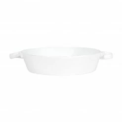 Vietri Lastra White Handled Round Baker Live