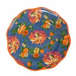 Loretta Caponi Dinner Plate, Denim Carnation