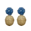 M Donohue Collection Wear Liz Blue Rattan Ball Earrings