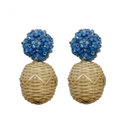 M Donohue Collection Wear Liz Blue Rattan Ball Earrings