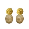 M Donohue Collection Wear Liz Yellow Rattan Ball Earrings