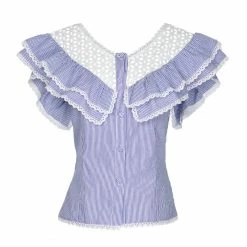 Loretta Caponi Wear Aura Top, Blue Stripes