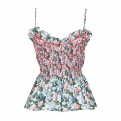 Loretta Caponi Vera Top, Pinstriped Hydrandeas Wear