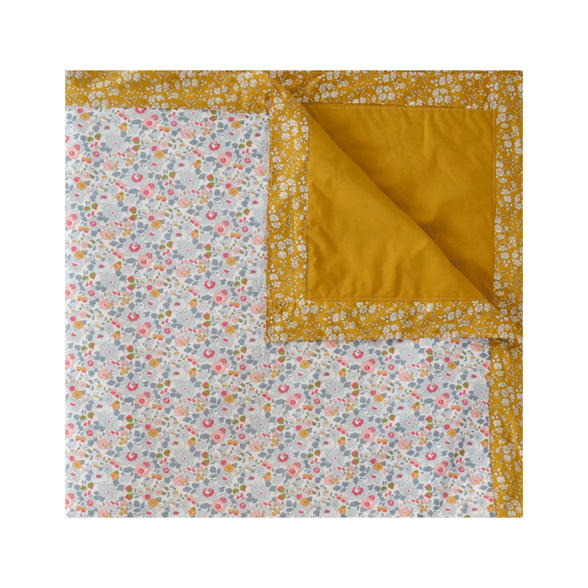 Coco & Wolf Home Décor & Accessories Picnic Blanket Made With Liberty Fabric BETSY GREY & CAPEL MUSTARD
