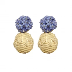 M Donohue Collection Liz Lavender Rattan Ball Earrings Wear
