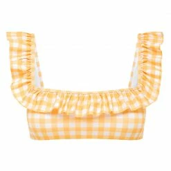 EPHEMERA Wear Flounce Bra Swim Top, Marigold Gingham