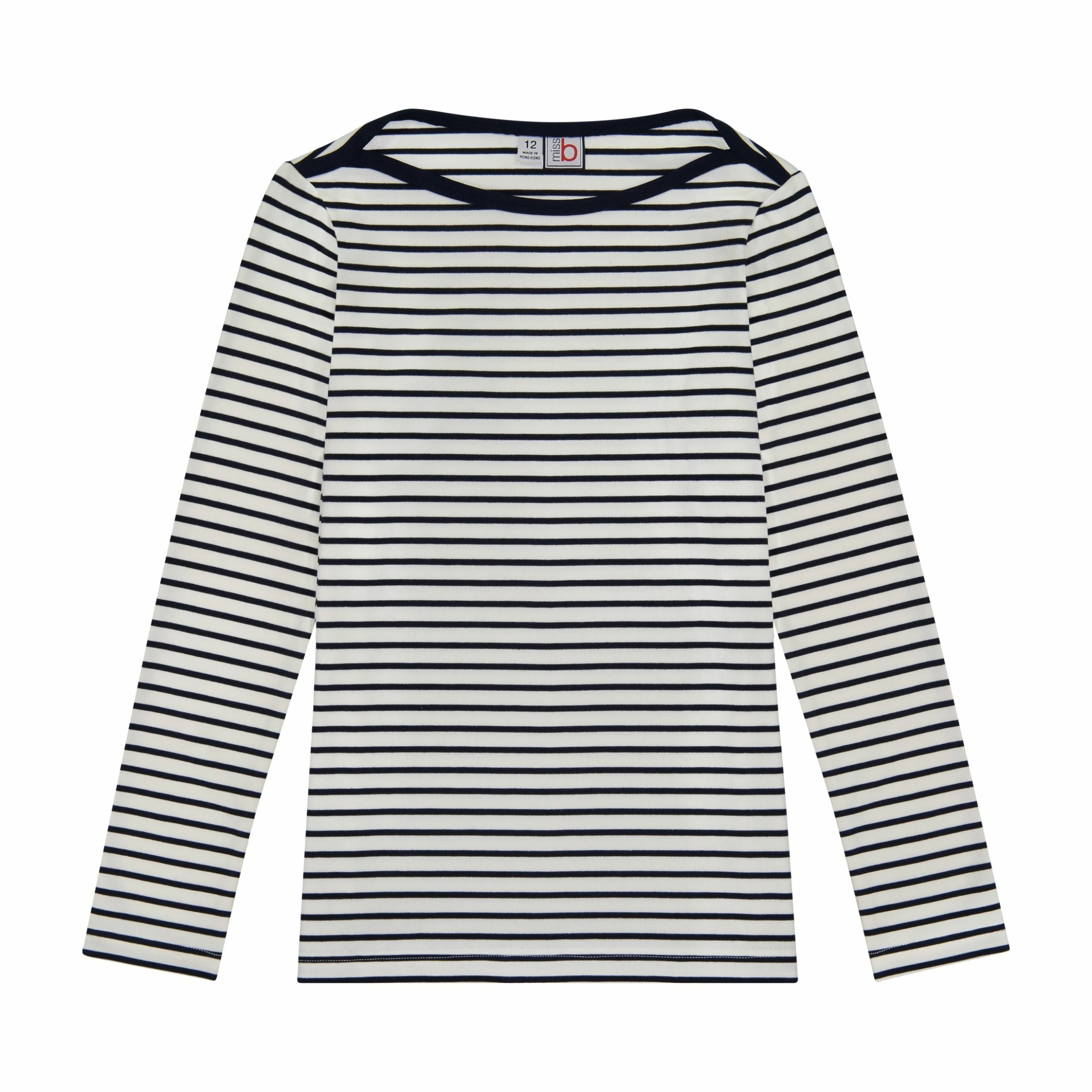 Busy Bees For Kids Miss B Tween Bateau T-Shirt, Breton Navy Stripe 1 Busy Bees For Kids Miss B Tween Bateau T-Shirt, Breton Navy Stripe