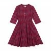 Busy Bees Gabriela Tween Circle Skirt Dress, Red Navy Check