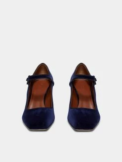 Le Monde Béryl Wear Mary Jane Pumps In Sapphire Blue Velvet