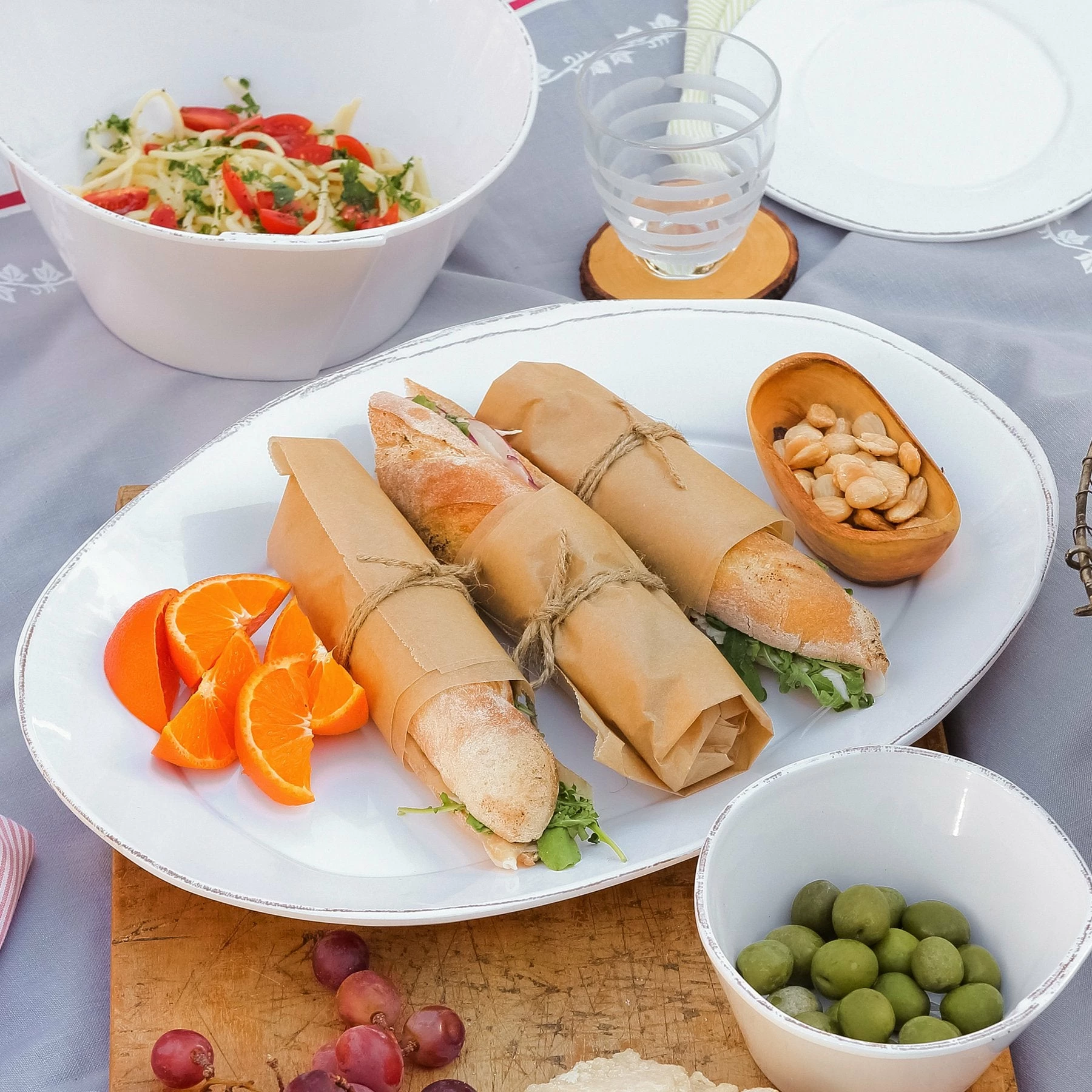 Vietri Melamine Lastra White Oval Platter 3 Vietri Melamine Lastra White Oval Platter